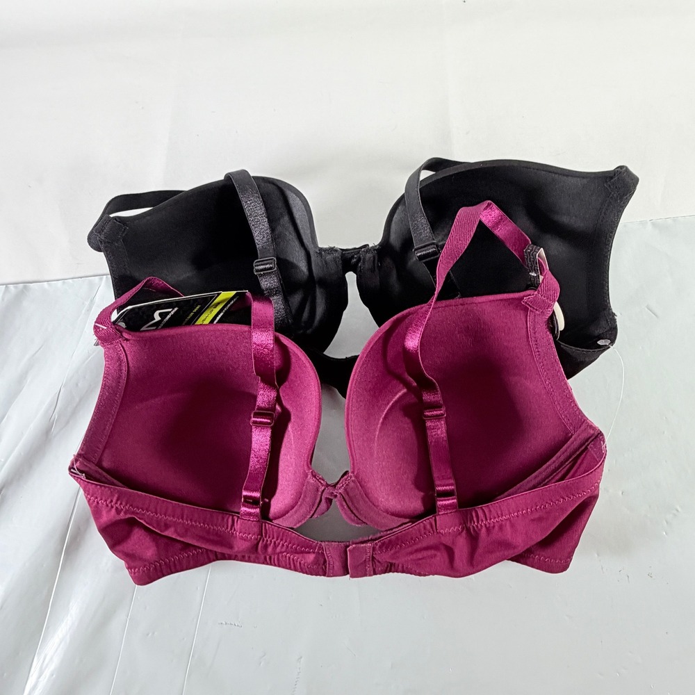 Maidenform SE5757 2 Pack Push-Up Underwire Bras Black Purple 36C NWT - Picture 2 of 6